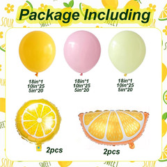 146Pcs Lemon Balloon Arch Garland Kit,Pink and Yellow Balloon Arch Kit with Lemo