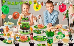169 Pcs Plants Vs Play Game Zombies Party Kit Banner Balloon Backdrop Tableware
