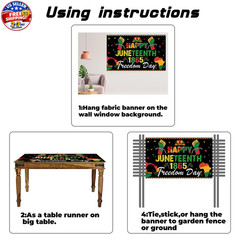 Large 71″ X 43″ Juneteenth Backdrop, Happy Juneteenth Decorations Banner, June t