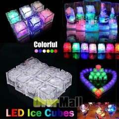 12pcs LED Waterproof Ice Cube Shaped Lights Drinks Wine Light Up Water Activated
