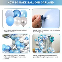 Blue Balloon Arch kit, Blue and White Balloon Garland with 22 Inch Disco Ball…