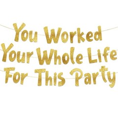 Funny Retirement Decor, Gold Glitter Banner, Party Supplies Gift, Gold