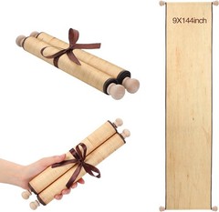 1 Pack Blank Paper Scrolls Wrapped on Wood Rod for Writing, Drawing, Calligraphy