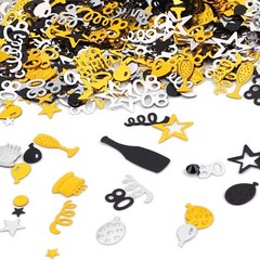 3000 Pieces Glitter 80th Birthday Confetti Black Gold & Silver Table Decor
