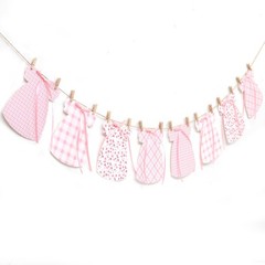 Pink Gingham Baby Dress Bodysuit Banner – Bow Gender Reveal Baby Shower Banne…