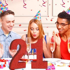 1 PCS Red Glitter Number 1 Wooden Table Centerpiece Birthday Party 7.8 Inch