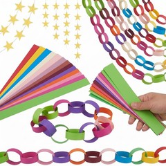Rainbow Chain Strips and Mirror Star Garland with Double Sided Tape, Chains G…