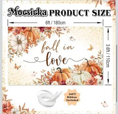 Mocsicka Fall Wedding Floral Pumpkin Polyester Backdrop 6ft x 3.6ft