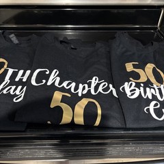 50th Birthday Party Shirts. Chapter 50 XXL, Birthday Crew M & L