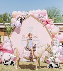 Pink Cow Balloon Garland Kit Cow Print and Pastel Pink White Tan Cowgirl Ball…