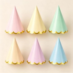 Pre-Assembled Pastel Party Hats Kids Birthday Party Hats Adults