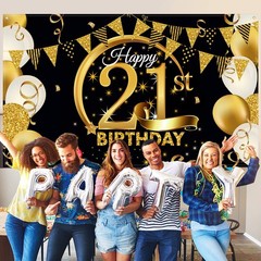 Anniversary Backdrop lbs Extra Large Black Gold Fabric Sign Birthday Party Decor