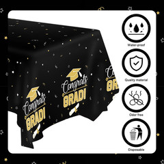 3 Pieces Graduation Tablecloth, 2026 Graduation Party Decorations, Large Size Pl
