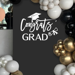 Congrats Grad Decal Sign for Balloon Arch – Graduation Decar for Grad Party, Cla