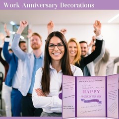LYNYUN Elegant Purple Work Anniversary Party Decorations – Happy Workiversary Si