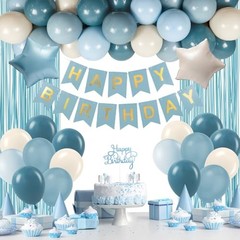 Blue Birthday Decorations for Men with Sand White Light Slate Dusty Blue