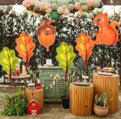 24 Fall Thanksgiving Mylar Balloon Maple Oak Leaf Acorn Pumpkin Squirrel Turkey