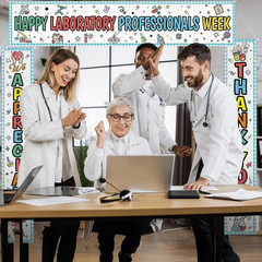 3 Pcs Lab Week Decorations Banner Thank You for All You Do Sign Backdrop Decor M