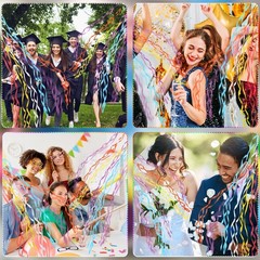 Wettarn 100 Pcs Throw Streamers Confetti Romantic Hand No Mess Streamer
