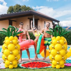 206 Pcs Pineapple Balloon Kit with Metallic Gold Dark Green Long Balloons Dec…