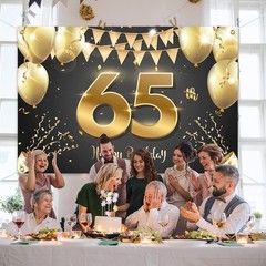 HAMIGAR 6x4ft Happy 65th Birthday Banner Backdrop – 65 Years Old Birthday Dec…