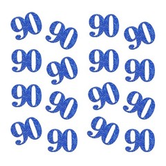 100 Pcs Double Side Blue Glitter Paper Number 90 Confetti for 90th Birthday