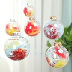 16 Pcs Clear Plastic Fillable Christmas Baubles Ornament, 2.36Inch