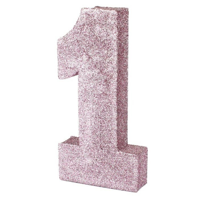 Number «1» Glitter Table Decoration Pink or Blue – 1st Birthday Party Supplies