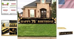 Striking 9.8ft Black & Gold Happy 75th Birthday Banner for Festive Celebrations