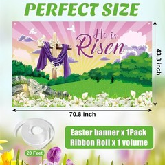 Large 72×44 Inch He is Risen Banner – Easter Decoration for All Spaces