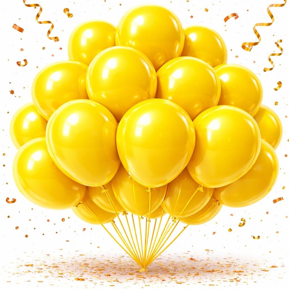 Yellow Balloons 100 Pack, Latex Party Balloons, 12 Inch Round Helium Yellow B…