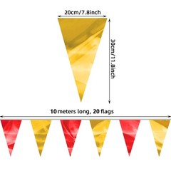 130FT Red Gold Glitter Triangle Pennant Banner Flag Metallic Bunting Fabric G…