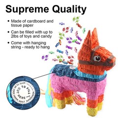 2Pack Donkey Pinata with Hanging Loop Cinco de Mayo Birthday Mexican Party Decor