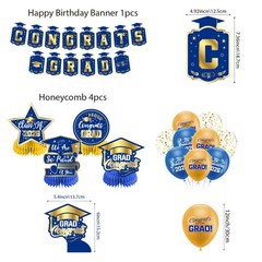 Graduation Decorations 2026 Blue and Gold Set, Congrats Grad Decor Set with B…