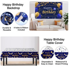 Gold and Blue Birthday Decorations for Men Boys Women Girls, 80pcs Blue and G…
