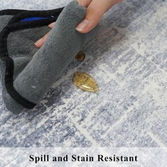 Washable 2×4 Kitchen Area Rugs: Abstract Stain-Resistant Sink 2×4, Blue/Ivory