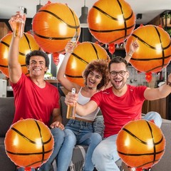 12 Pcs Basketball Balloons,18 Inch Basketball Party Foil Balloons,Sports Myla…