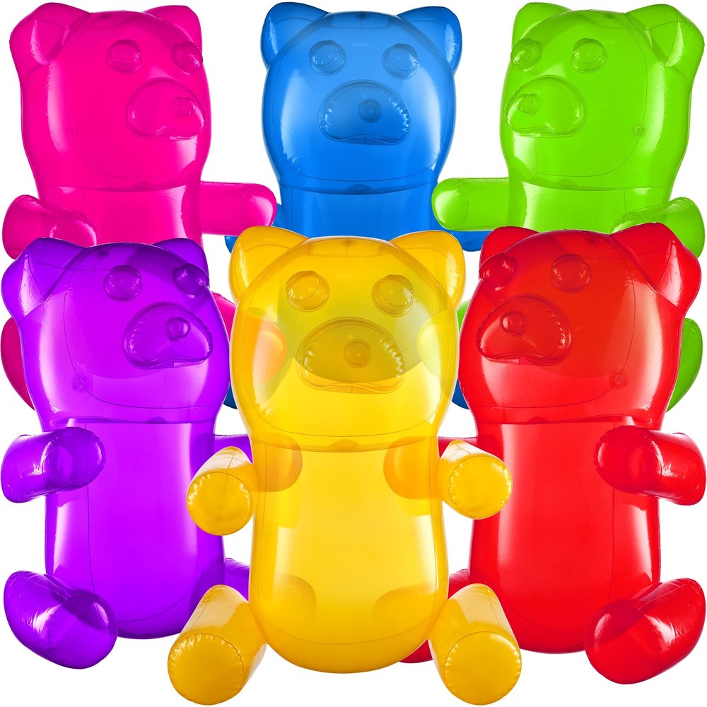 24″ Inflatable Gummy Bears (Pack of 6) Huge Blow Up Pool Toys, Fun Photo Boot…