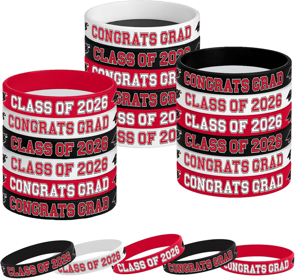Graduation Decorations : Congrats Grad Wristband Silicone Bracelets – Graduation