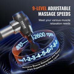 Massage Gun Deep Tissue with 9 Speed Levels & 6 Massage Heads 24V 2500mAh Bat