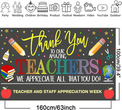 Teacher Appreciation Week Backdrop Banner School Classroom Decorations, Thank Yo