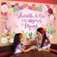 Mexican Happy Mother’s Day Backdrop Banner Feliz Dia Mama Love You Mom Party Dec
