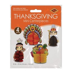 Beistle 4 Piece Thanksgiving Decorations Mini Pilgrim And Turkey Table…