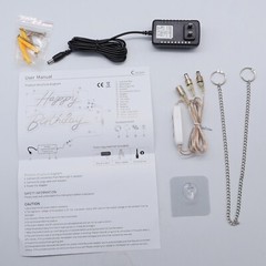 Happy Birthday Warm White Integrative Neon Sign 18 in X 7.05 in+13.3 in X 6.2 in