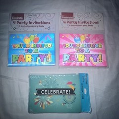 Birthday Party 16pc Bundle – Invitations-￼ Banners-Napkins-Confetti- Bday Badges