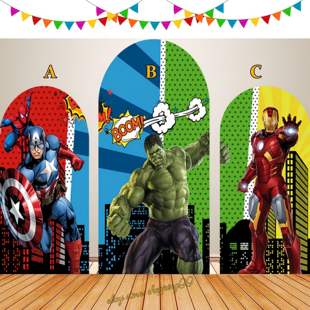 Super Hero Character Poster Arch backdrop Cover Kids Birthday Party Decorations