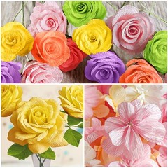 42 PCS Crepe Paper Flower Kit Roll Floral Tape Iron Wire Wedding Craft DIY