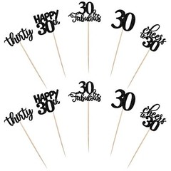 15-Pack Black 30th Birthday Centerpiece Sticks Cheers to 30 Years Table Toppers