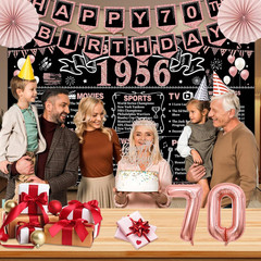 70Th Birthday Decorations for Women,32Pcs Back in 1956 Birthday Party Decoration