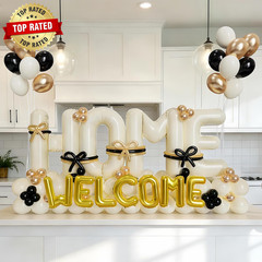 145Pcs Housewarming Party Decorations, 40Inch Beige Welcome Home Balloon Banner,